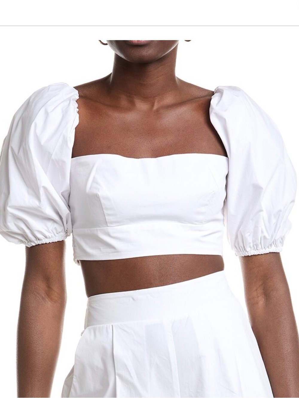 Susana Monaco White Puff-Sleeve Crop Top